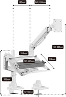Alterzone モニターアーム 49インチ対応 ポール固定式 ガススプリング ノートPCトレイ付き 20kgまで対応 内蔵配線収納 17-49インチモニターアーム ALZARMLXLT-DW - dele.io