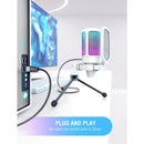 FIFINE A6V ホワイト USBコンデンサーマイク RGB カーディオイド指向性 ワンタッチミュート PC/PS4/PS5に対応