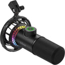FIFINE K658 USBダイナミックマイク 単一指向性 3.5mmイヤホン出力端子付き RGBライティング