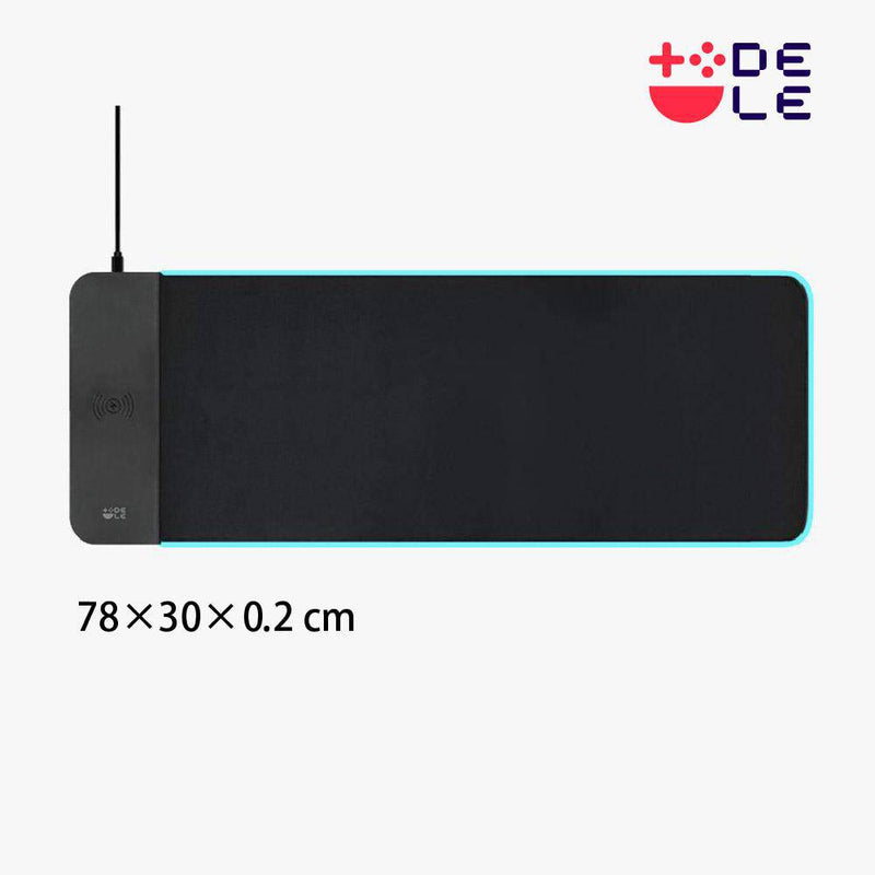 DELE ゲーミングマウスパッド RGBイルミネーション キーボードパッド  大型 滑り止め おしゃれ 布製 充電器 マウスパッド置くだけ充電 iOS/Android 対応機種 (W76×D30×H0.2mm(RGB)) - dele.io